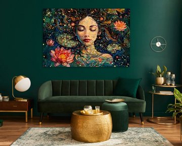 vrouw met lotusbloemen van Egon Zitter