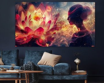 vrouw met lotusbloem meditatie van Egon Zitter