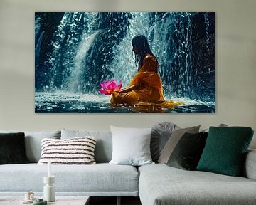 vrouw met lotusbloem meditatie van Egon Zitter