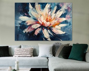 Kleurrijk abstract schilderij van chrysant bloem van Art & Soul Creations