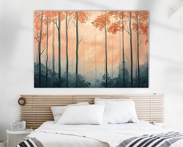 Moderne schilderij van herfstbos