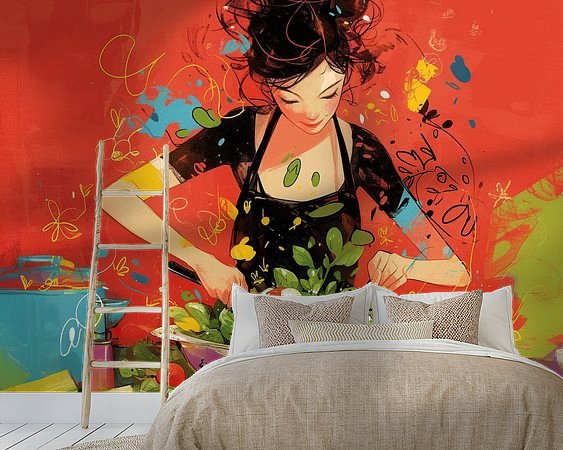 Voorbeeld van het werk in een kamer