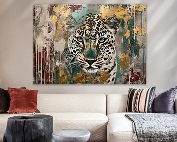 Schilderij Luipaard Goud van Kunst Kriebels