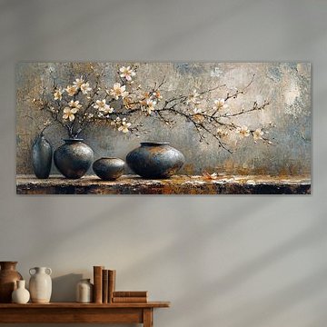 Japandi Blumenstillleben | Flüsternde Blütenblüten Harmonie