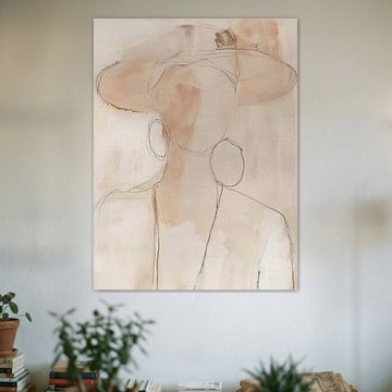 Modern abstract portret in terracotta tinten van Carla Van Iersel