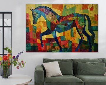 Kleurrijk abstract schilderij van een paard van Art & Soul Creations