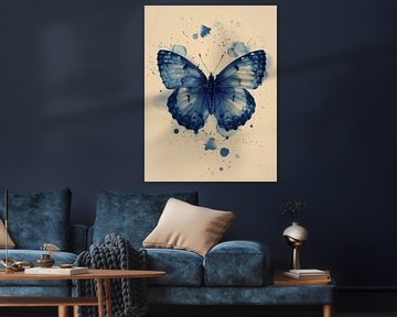 Tekening, chinese inkt, aquarel, Vlinder van Peter Pen tekeningen en schilderijen