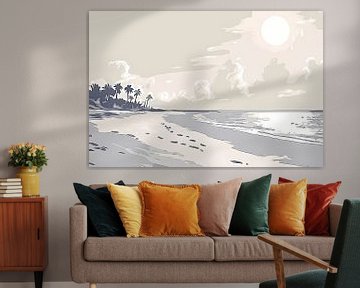 Rustgevend strandontwerp met palm silhouetten van Art & Soul Creations