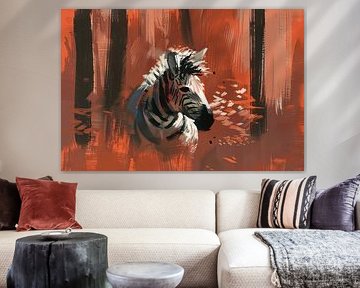 Abstract zebra in colourful forest landscape