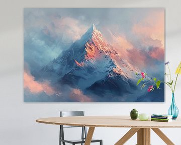 Digitale kunst van berg in ochtendlicht van Art & Soul Creations