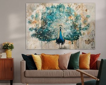 Abstracte pauw met kleurrijke verenpracht van Art & Soul Creations