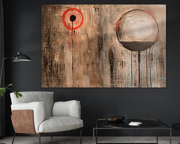 Abstract schilderij met cirkels en lijnen van Art & Soul Creations