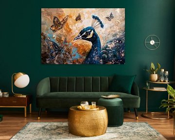 Surreal peacock with colourful butterflies by Art & Soul Creations