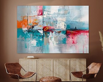 Abstract colourful modern art on canvas by Art & Soul Creations