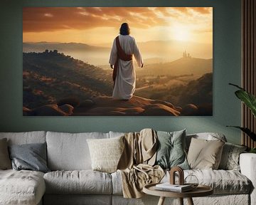 Jezus met zonsondergang van Mustafa Kurnaz