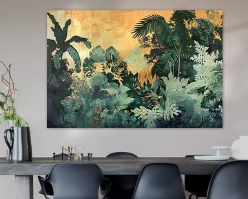 Levendige jungle in moderne kunststijl van De Muurdecoratie
