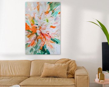 Abstract bloemen schilderij met levendige kleuren van Art & Soul Creations