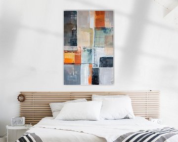 Abstract geometrisch schilderij met vierkanten en kleuren van Art & Soul Creations