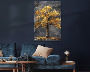 Schilderij van een boom met gouden bladeren van Art & Soul Creations