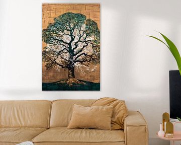 Abstrakter Baum mit buntem Hintergrund von Art & Soul Creations
