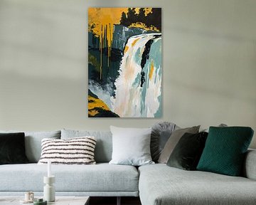Abstract schilderij van waterval in natuur van Art & Soul Creations