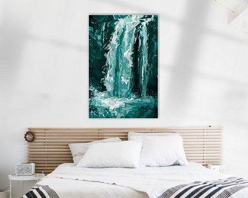Abstract digitale schilderij van waterval van Art & Soul Creations