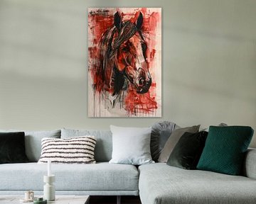 Abstract schilderij van een paard in actie van Art & Soul Creations