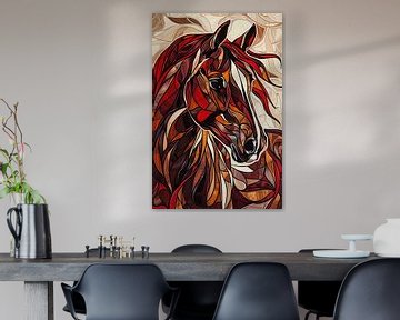 Kleurrijk schilderij van een paard in moderne stijl van Art & Soul Creations