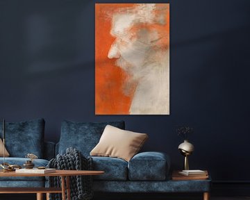 Abstract portret in oranje en wit van Art & Soul Creations