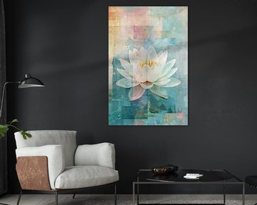 Abstracte schildering van een waterlelie van Art & Soul Creations