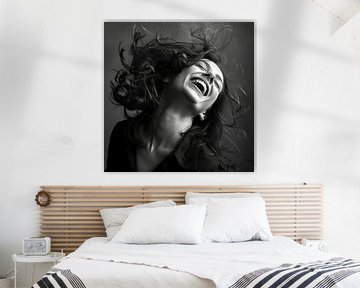 Zwart-wit portret van een vrouw van Poster Art Shop