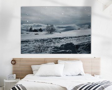 Noors hooggebergte, besneeuwde bergen en landschap in zwart-wit van Martin Köbsch