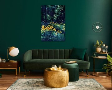Digitale kunst van een weelderige bloementuin