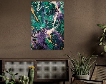 Kleurrijk abstract schilderij met dynamische lijnen