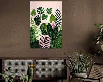 Kleurrijke digitale kunst van bladeren en planten