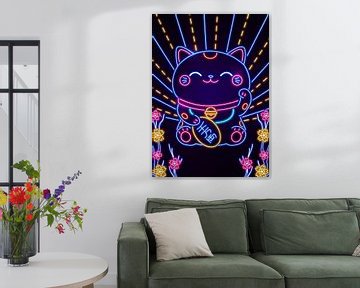 Neon Maneki Neko van Steven Kingsbury