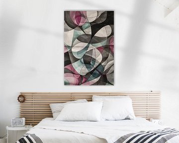 Colourful modern abstract art with shapes by Art & Soul Creations