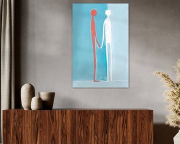 Figures abstraites sur fond bleu