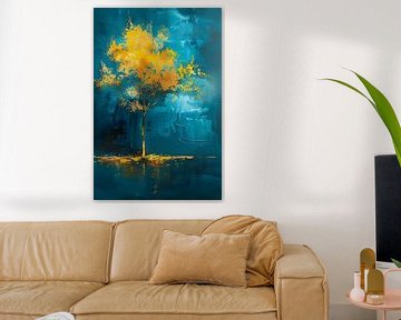 Abstracte boom met gele en blauwe kleuren van Art & Soul Creations