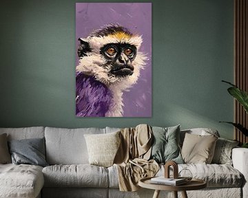 Kleurrijke abstracte pop-art schilderij van aap