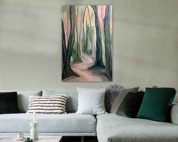 Rustic forest landscape in abstract style by Art & Soul Creations