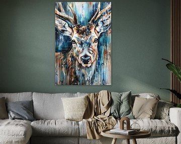 Colourful abstract painting of a deer by Art & Soul Creations