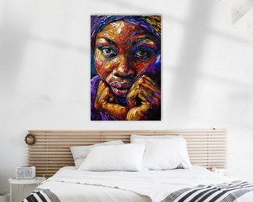 Kleurrijk abstract portret van Afrikaanse vrouw