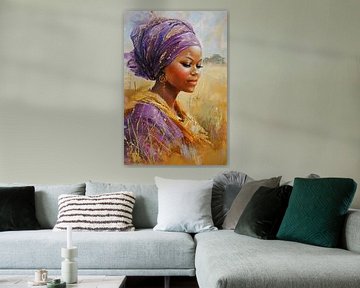 Realistisch schilderij van Afrikaanse vrouw van Art & Soul Creations