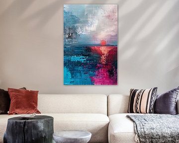 Abstracte moderne schilderij van zonsondergang van Art & Soul Creations