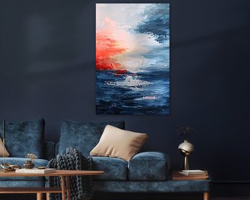 Abstracte zonsondergang boven kalme zee