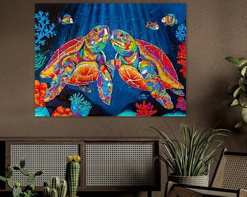Zeeschildpadden: Onderwaterliefde van Happy Paintings