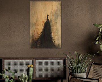 Abstract minimalistisch schilderij van pauw van Art & Soul Creations
