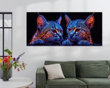 Neon Katten Kunst | Sapphire Hunters Night van Kunst Kriebels