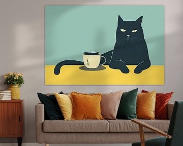 Minimalistische katten- en koffieliefhebbers van Poster Art Shop